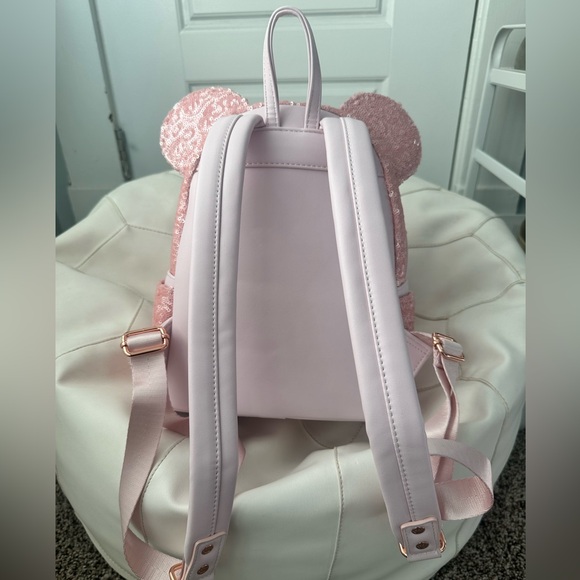 Loungefly Disney Minnie Mouse Cotton Candy Sequin Backpack NWOT - Picture 4 of 9